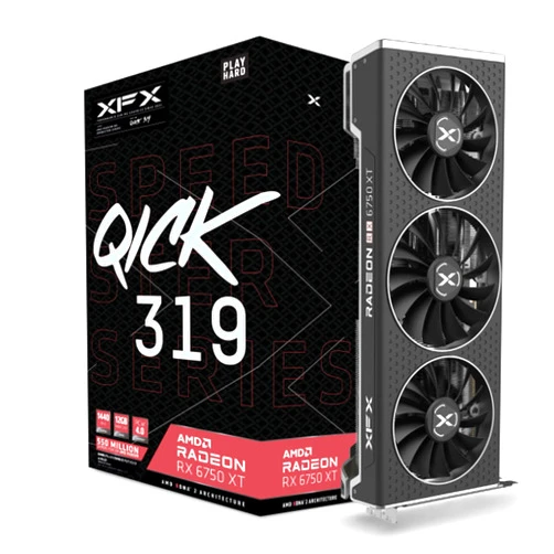 XFX Speedster QICK319 Radeon RX 6750XT CORE Gaming Graphics Card with 12GB GDDR6 HDMI 3xDP, AMD RDNA 2 RX-675XYJFDP