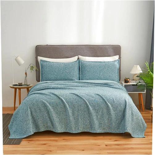 Generic King Size Knit Blanket 3 Piece with Pillow Shams, Light Weight Summer Blanket King Size- Soft Microfiber, 300GSM, Soft Thin Kint Jersey Blanket for Hot Sleepers 108 x 90 Inches, Navy and White