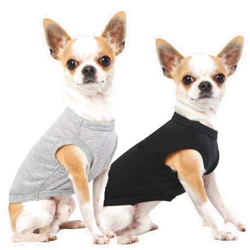 SyChien Dog Lightweight Shirts,Blank Cool Summer Cotton Cool Clothes for Small Puppy Chihuahua Teacup Yorkie,Dogs Soft Breathable Male Female Vests,Black Grey XS
