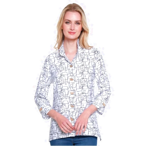 Ali Miles Women's Petite Woven Button Down Tunic
