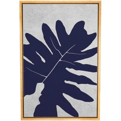 Zenobia Framed Canvas Print Wall Art Palm Leaf Silhouette on Textured Gray Background Floral Plants Digital Art Modern Art Tropical Duotone for Living Room, Bedroom, Office - 16