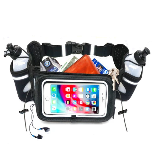 Runtasty No.1 Hydration Belt by Runtasty - Premium Running Fuel Belt w/2 BPA-Free 10 oz Water Bottles, Tilt-Up Pocket w/Touchscreen-Ready Cover - Fits All iPhones, Runners Ebook & No-Bounce Design