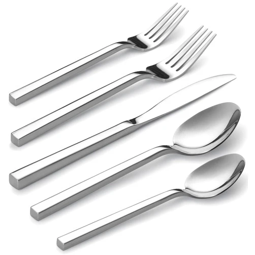 Alata Cube 20-Piece Forged Stainless Steel Flatware Set Cutlery Set,Silverware Set Service for 4,Mirror Finish,Dishwasher Safe
