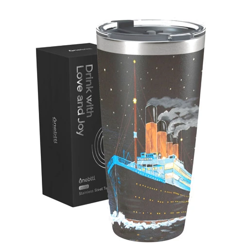 Onebttl Titanic Gifts, Insulated Stainless Steel Wine Tumbler with Lid and Straw, Vintage gifts for Friends on Birthday, Christmas, 20 oz
