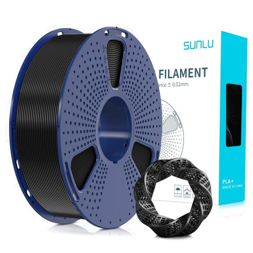 SUNLU PLA Plus 3D Printer Filament 1.75mm, Neatly Wound PLA Plus Filament 1.75mm, PLA+ 1000g, Dimensional Accuracy +/- 0.02 mm, Fit Most FDM 3D Printers, 1kg Spool (2.2lbs), PLA Plus Black