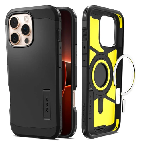 Spigen Tough Armor (Ai) MagFit Designed for iPhone 16 Pro Case [Kickstand] [Military-Grade Protection] Compatible with MagSafe - Black
