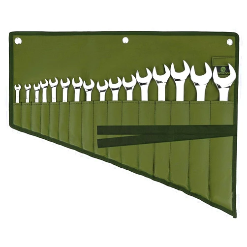 ROCKCOON Wrench Roll Organizer 16 Pockets, Wrench Pouch Roll Up with Water Proof Oxford Cloth, Tool Roll Bag for Wrenches Organization, Green
