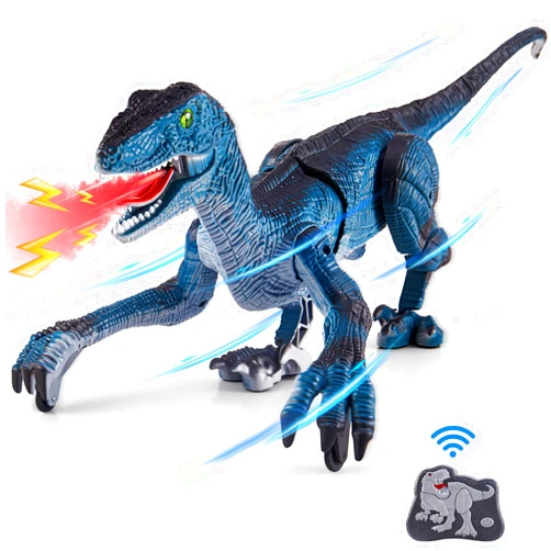 Aotrytion Remote Control Dinosaur Toys for Kids, Dinosaur Toys for Boys Big Walking Velociraptor Dino with Light Sound and Spray Stream Birthday Gift Ideas for Boys and Girls 3-5 4-7 8-12 Year Old