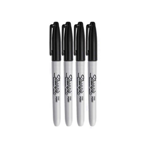 Sharpie Permanent Markers, Fine Point, Black Ink (4-Pack)