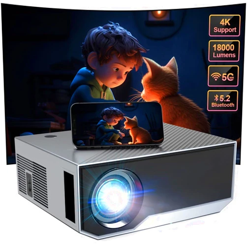 Wielio Projector with WIFI and Bluetooth, 1080P Native Full HD Video Projector, 18000L Movie Projector, 300