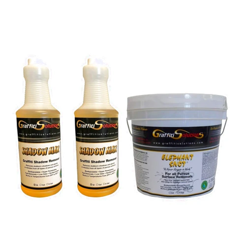 Graffiti Solutions Elephant Snot (128 oz) and Shadow Max 2 x (32 oz) Large Tag Kit - Superior Biodegradable Graffiti Removal Set for Porous Surfaces - Maximum Speed and Effectiveness
