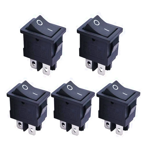 mxuteuk 5pcs Snap-in DPST Rocker Switch Toggle Power ON-OFF Switch 4 Pin AC 250V 6A 125V 10A, Use for Car Auto Boat Household Appliances MXU1-4-201
