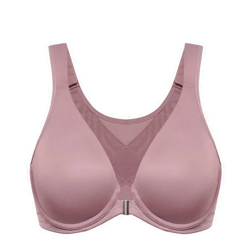 DELIMIRA Women's Front Closure Bras Posture Full Coverage Plus Size Underwire Unlined Back Support Plunge Seamless Bra B-H