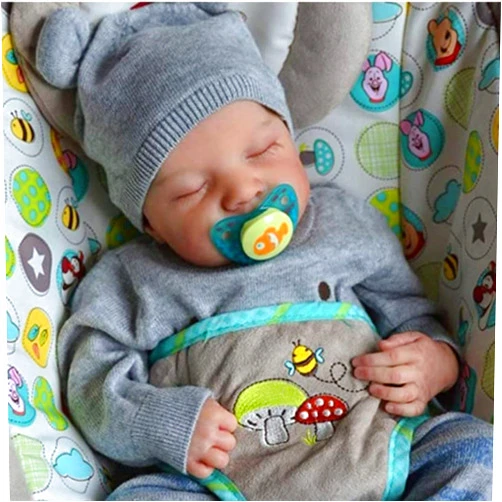 Pinky Reborn Dolls-19 Inch Lifelike Baby Dolls, Silicone Full Body Eyes Closed Sleeping Newborn Baby Looks Realistic Real Baby Dolls Child Toys Birthday Gift