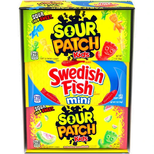 NABISCO SOUR PATCH KIDS and SWEDISH FISH Mini Soft & Chewy Candy Variety Pack, 18 - 2 oz Bags