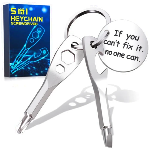 PASTACO Stocking Stuffers for Men Tools - 5 In 1 Keychain Tools Christmas Cool Gadgets Gifts For Men Fathers Dad Grandpa Son Birthday Gifts, Women Boyfriend Husband Wife Flathead Bottle Opener Gifts Ideas
