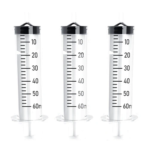 SCOOYUCK 5 Pack 50-60ml/cc Large Syringe, No Needle, Plastic Syringes, Individually Wrapped, Ideal for Science, Measuring Liquid, Feeding Pets, Greasing or Gluing.