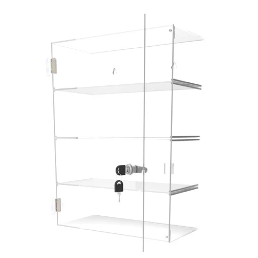 BSRTOP Clear Acrylic Countertop Display Case: 4-Tier Showcase with Lock Key - Detachable Display Cabinet Suitable for Figures Rock Collectibles(11.8x5.9x15.7 inch)
