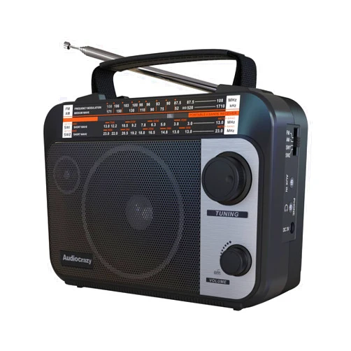 Audiocrazy Multi-Band AM/FM/SW1-2 Radio Transistor Radio AC or Battery Operated with Best Reception Big Speaker and Precise Tuning Knob with AUX in & 3.5mm Earphone Jack