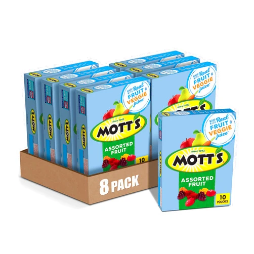 Mott's Fruit Flavored Snacks, Assorted Fruit, Gluten Free Snack, 10 Ct, 8 oz (Pack of 8)