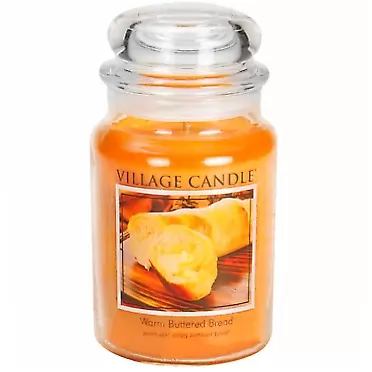 Village Candle Warm Buttered Bread Large Glass Apothecary Jar Scented Candle, 21.25 oz, Brown