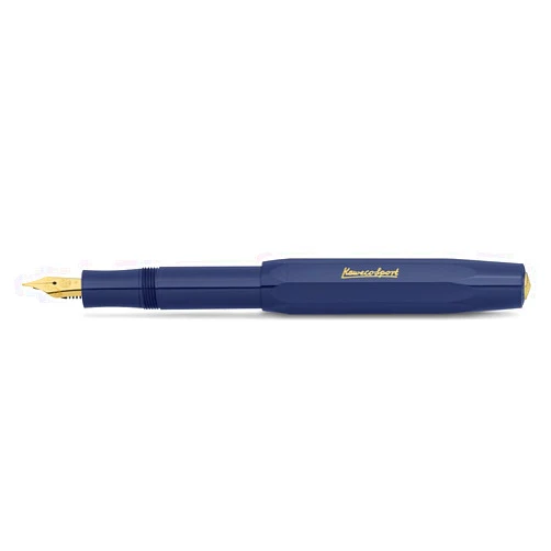 Kaweco CLASSIC SPORT Fountain Pen Navy Blue with 23 Carat Gold-Plated Steel Nib and Iridium Tip for Ink Cartridges I Sport Fountain Pen 13 cm I Nib: EF (Extra Fine)