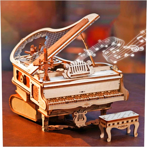 RoWood 3D Puzzles for Adults Wooden Magic Piano Model Kits Mechanical Wooden Puzzles Gifts for Adults Puzzle Music Box for Adults Teens&Friends