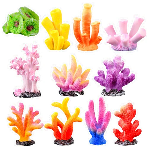 KAIMIO Aquarium Decorations 11 Pieces Colorful Coral Reef Set Eco-Friendly Natural Resin Simulation Coral Reef Artificial Coral Decorative Plants for Aquarium Environment Fish Tank Accessories
