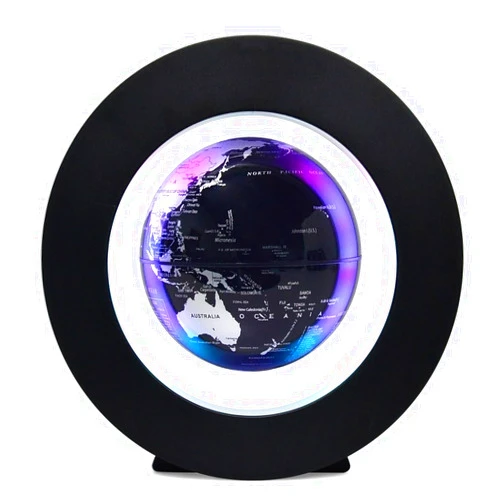 YKLMGVAW Magnetic Levitation Globe with LED Lights, O-Shape Frame, Pink (blue)