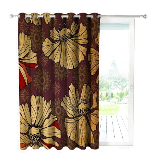 Generic Gold Leaf Curtains for Sliding Glass Door Bay Window Curtains Fireplace Decor,1 Panel,(W) 40 X (H) 47 Inches