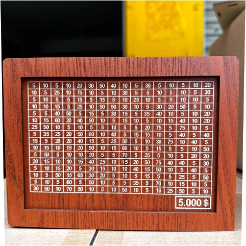 YOECO Money Saving Box,Wooden Money Box,Savings Box,with Money Target and Numbers with Counter Crafts Portable Storage Case Money Saving Box for Adults Child (5000 Dollar)