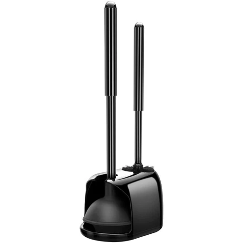 SetSail Toilet Brush and Plunger Set, Toilet Plungers for Bathroom Heavy Duty Toilet Bowl Brush and Holder Hidden Toilet Plunger and Brush Set for Deeply Cleaning - Black