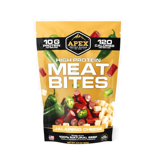 Apex Protein Snacks, Meat Bites, Meat Stick Bites, High Protein, Low Sugar, Natural Beef, Portable Snacking (Jalapeño Cheese)