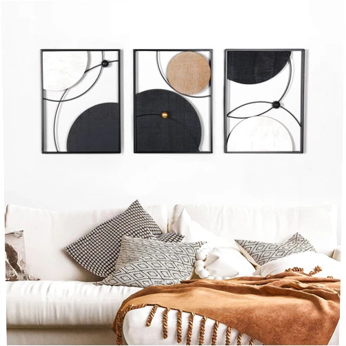 Oakrain 3 Pack Metal Wall Art - Abstract Planet & Orbit Lines Minimalist Modern Wall Decor for Living Room, Bedroom, Office, Entryway (11.8 x 15.7 x 0.47 inches)