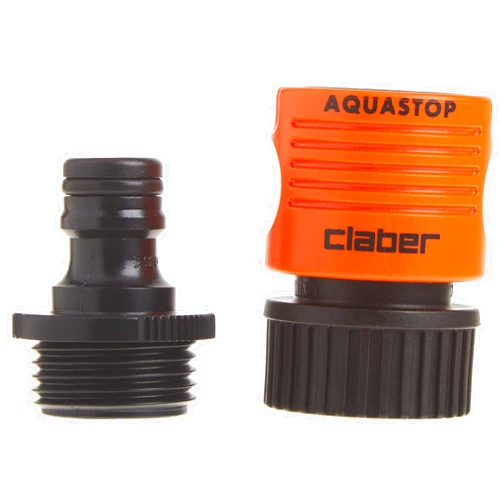 Claber 8983 Garden Hose to Accessory Quick Set Connector, Adapter, Black, Orange
