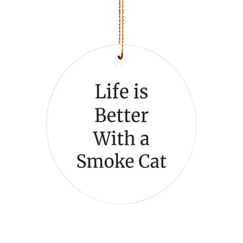 Generic Life is Better with Smoke Cat, Smoke Cat Gifts, Circle Ornament, Funny Quote, Christmas Unique Gifts for Men, Women, Friends, Family