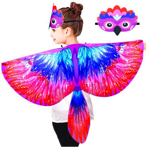 iROLEWIN Bird-Costume-Eagle-Wings for Kids and Headband Parrot Owl Dress Up Halloween Costumes for Girls Boys Party Gifts Toy