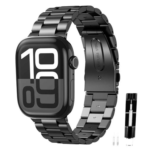 Fintie Metal Band Compatible with Apple Watch 49mm 46mm 45mm 44mm 42mm 41mm 40mm 38mm, Solid Business Stainless Steel Strap iWatch Bands Ultra 2, SE, Ultra Series 10 9 8 7 6 5 4 3 2 1