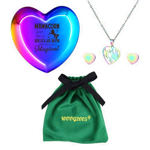 WOOG2005 Valentines Day Gifts Unicorn Gifts for Mom, Mamacorn Like A Normal Mom But More Magical, Ring Dish and Neclace