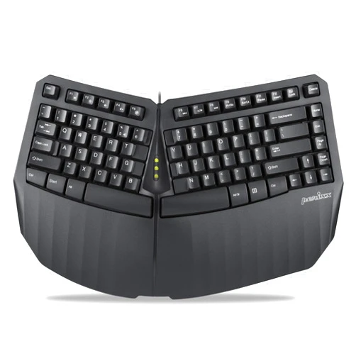 Perixx PERIBOARD-413B US, Wired USB Ergonomic Compact Split Keyboard - 15.75x10.83x2.17 inches TKL Design - Black - US English