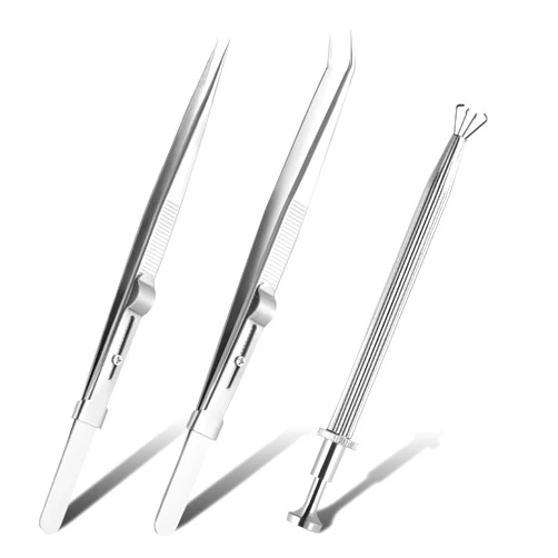Generic 3 Pack Diamond Tweezers Jewelers Holder Pick up Tool Stainless Steel Tweezers Diamond Claw Tweezers Stone Beads Prong Diamond Gems Tweezer Grabber Jewelry Locking Tweezers (Claw and Tweezers)