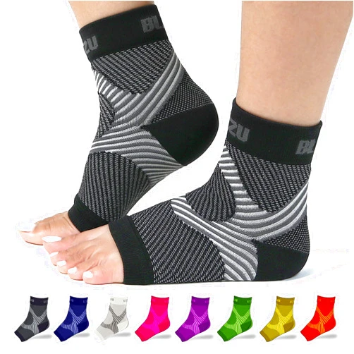 BLITZU Compression Socks for Plantar Fasciitis, Achilles Tendonitis, Arthritis Relief, Ankle Brace Compression Sleeve with Foot Arch Support, Ankle Wrap for Women, Men, Swelling & Heel Pain Black L-XL