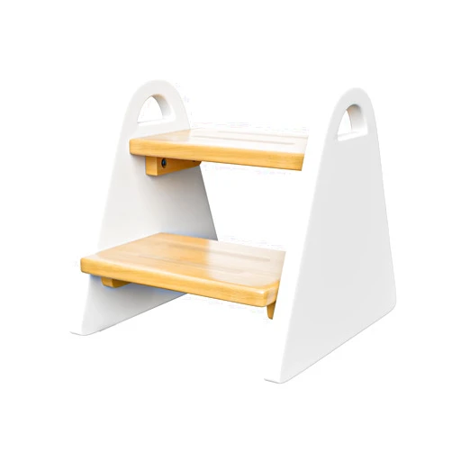 Jcmairui Toddler Step Stool, Wooden Step Stools for Kids, Kids Potty Training Stool with Handles, Rounded Corners Child Stepping Stool for Bathroom Sink, Kitchen, Bedroom (White)