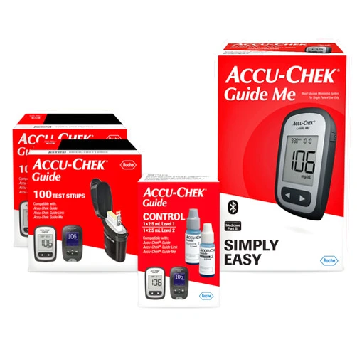 Accu-Chek Guide Me Glucose Monitor Kit for Diabetic Blood Sugar Testing: Guide Me Meter, 200 Guide Test Strips, and Control Solution