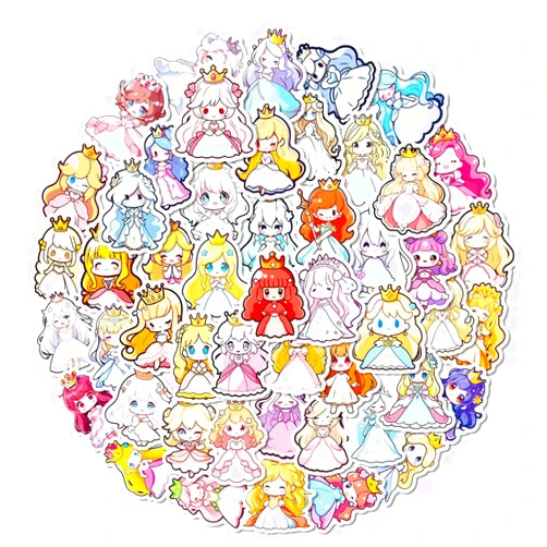 RONIAVL 50Pcs Cartoon Stickers Pack Princess Stickers Cute Cartoon Characters Stickers Movie Decal Childrens Teens Adults Waterproof Stickers for Water Bottle