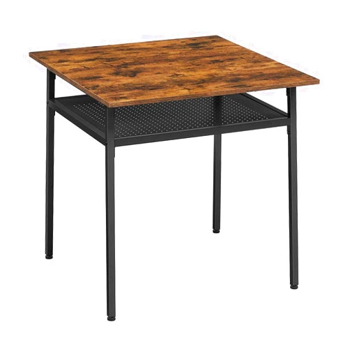 VASAGLE Dining Table, Square Office Desk with Storage Compartment, Industrial, 31.5 x 31.5 x 30.7 Inches,Brown