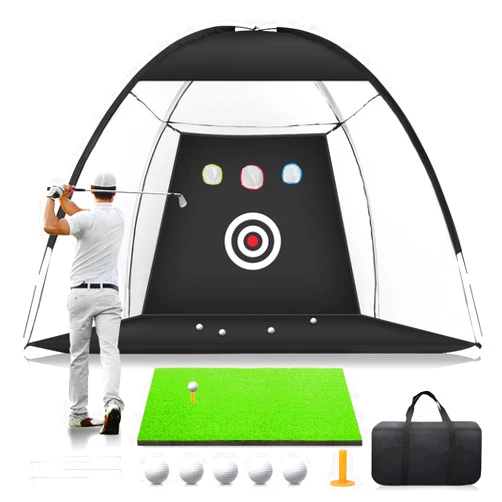 KBBAM Golf Net: 10x7ft Golf Practice Hitting Net for Backyard Driving Chipping, Home Indoor/Outdoor Golf Swing Training Net and Mat, Ideal Golf Training Aid for Men Father Boys & Golfers