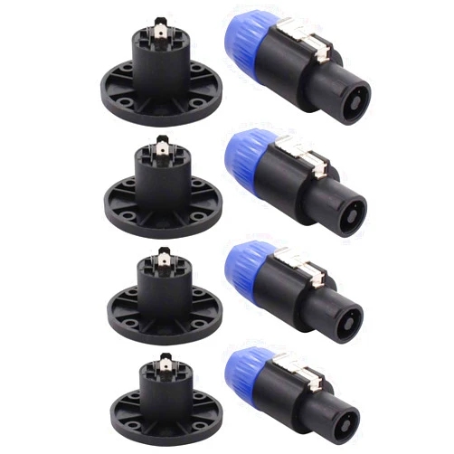 ApplianPar Speakon Cable Adapter Connectors 4 Pole Audio Speaker Plug Twist Lock and Round Panel Mount 4 Pin Female Socket for Neutrik Speakon NL2FC, NL4FC, NL4FX, NLT4X Set of 4