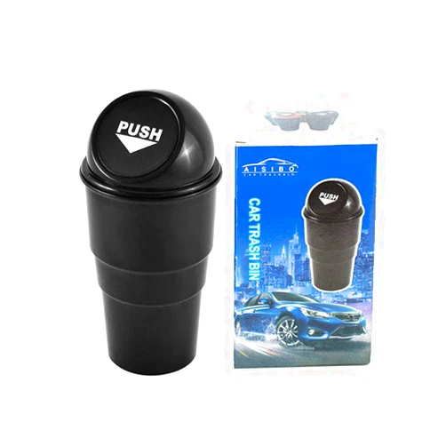 AISIBO Mini Auto Car Garbage Can Automotive Vehicle Rubbish Bins, Small Trash Can Cup Holder for Bedroom Office Desk Home (Black 1 Pack)