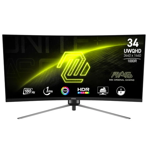 MSI MAG345CQR, 34-inch UWQHD 3440 x 1440 Computer Monitor, 180Hz, HDMI, 1ms, Black